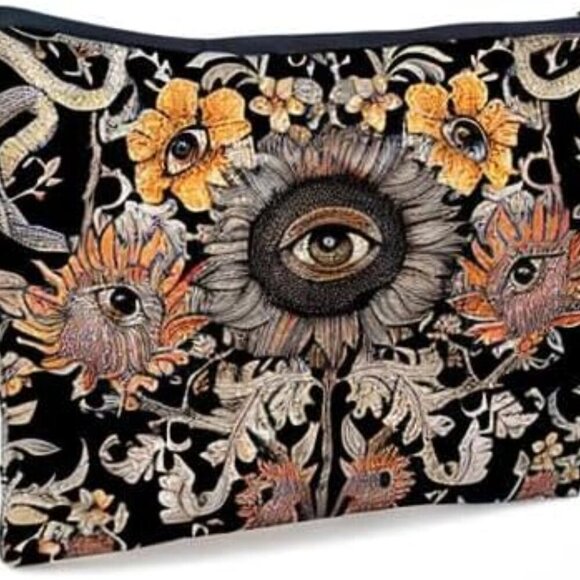 Tarot Evil Eye Sunflower Hippie Snake Vintage Flowers Floral Cosmetic Bag Decora - Picture 6 of 6